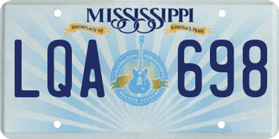 MS license plate LQA698
