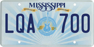 MS license plate LQA700