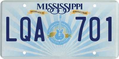 MS license plate LQA701