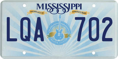 MS license plate LQA702