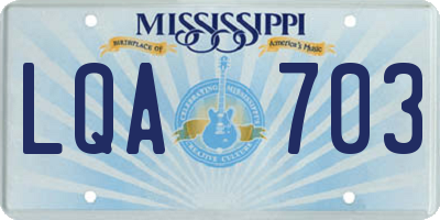 MS license plate LQA703