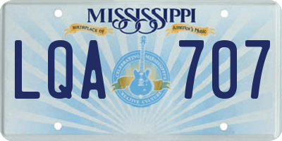MS license plate LQA707
