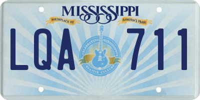 MS license plate LQA711