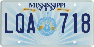 MS license plate LQA718