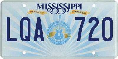 MS license plate LQA720