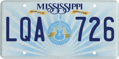 MS license plate LQA726