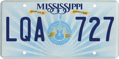 MS license plate LQA727