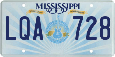 MS license plate LQA728