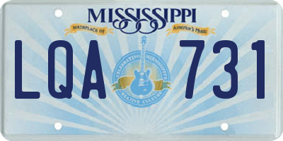 MS license plate LQA731