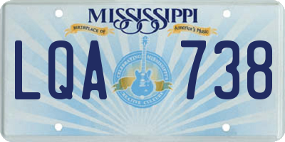 MS license plate LQA738
