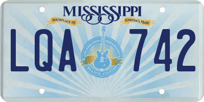 MS license plate LQA742
