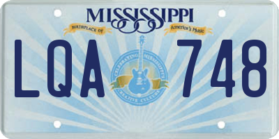 MS license plate LQA748