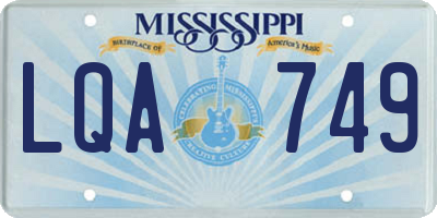 MS license plate LQA749