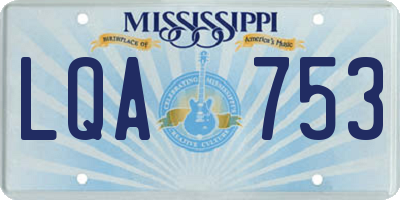 MS license plate LQA753