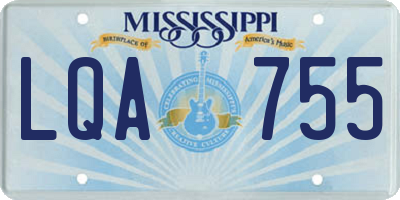 MS license plate LQA755