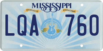 MS license plate LQA760