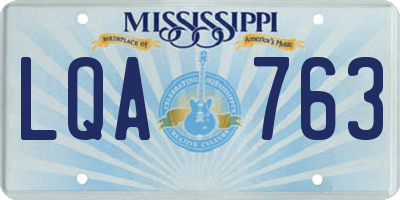 MS license plate LQA763