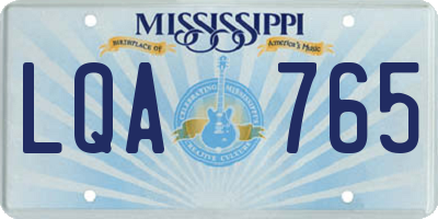 MS license plate LQA765
