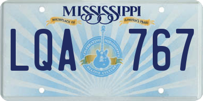 MS license plate LQA767