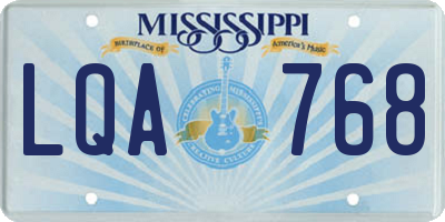 MS license plate LQA768