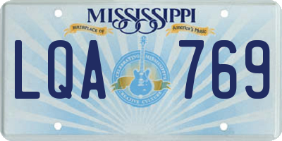 MS license plate LQA769