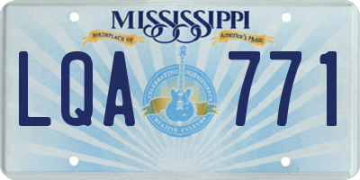 MS license plate LQA771