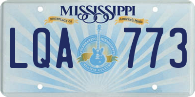 MS license plate LQA773
