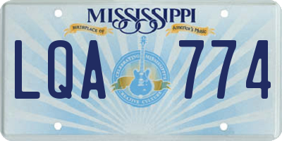 MS license plate LQA774