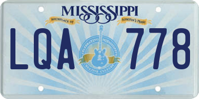 MS license plate LQA778