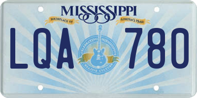 MS license plate LQA780