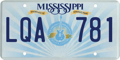 MS license plate LQA781