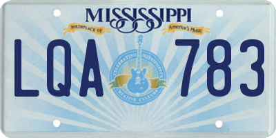 MS license plate LQA783