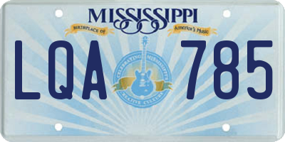 MS license plate LQA785