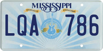 MS license plate LQA786