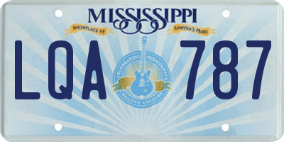 MS license plate LQA787