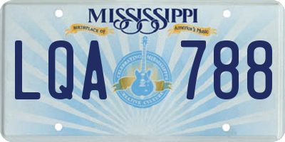 MS license plate LQA788