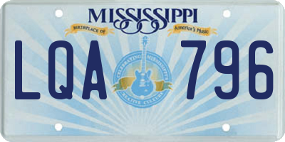 MS license plate LQA796