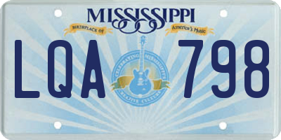 MS license plate LQA798
