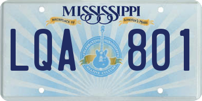 MS license plate LQA801