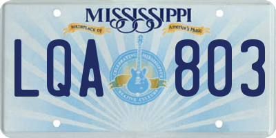 MS license plate LQA803