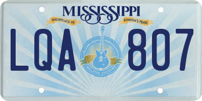 MS license plate LQA807