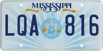MS license plate LQA816