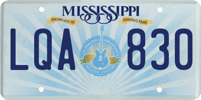 MS license plate LQA830