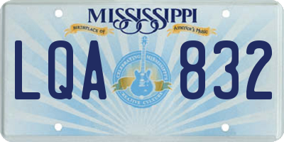 MS license plate LQA832