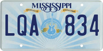 MS license plate LQA834