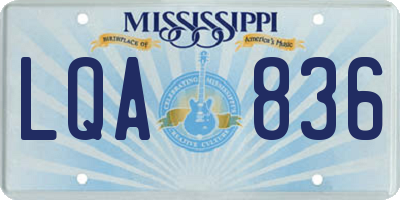 MS license plate LQA836