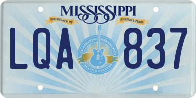MS license plate LQA837