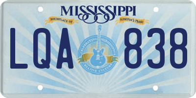 MS license plate LQA838