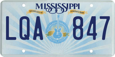 MS license plate LQA847