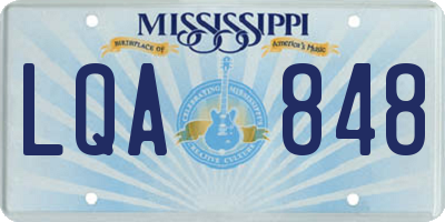 MS license plate LQA848